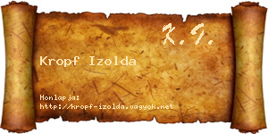 Kropf Izolda névjegykártya